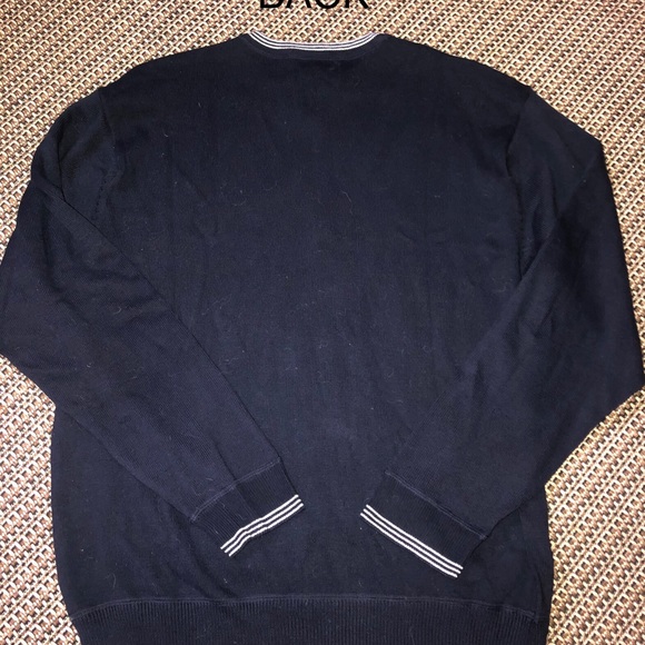 🔷NEW! CHAPS Cotton V-neck Pullover Swtr (Dark Blue w-white trim accent)Sz Large - Picture 6 of 7